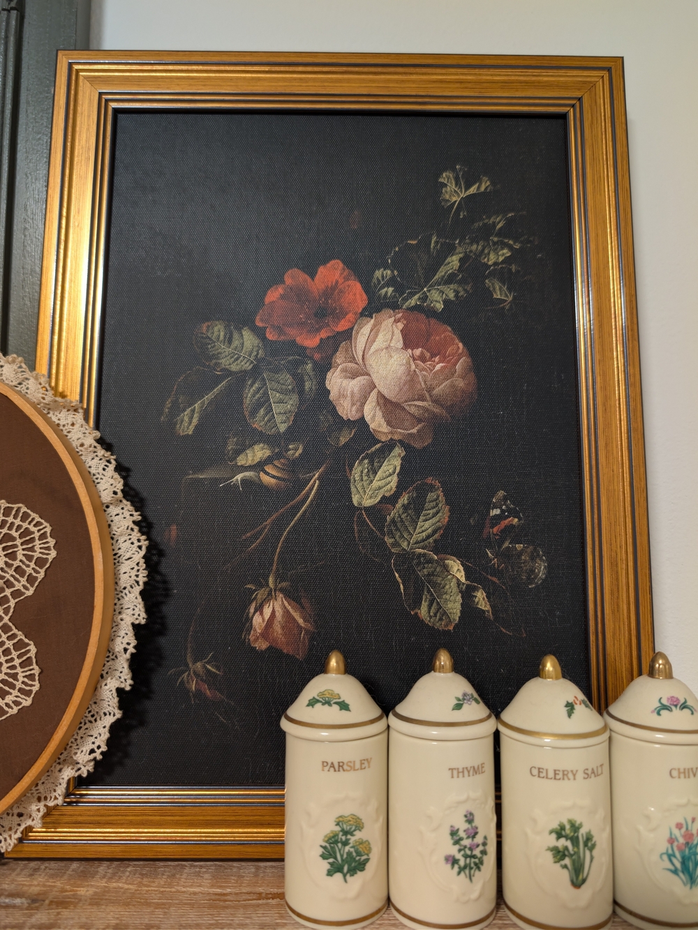 Gold Framed Floral Wall Art Print - Pink & Red Rose Botanical